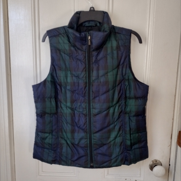 Land's End Green and Blue Puffer Vest - Picture 1 of 7